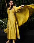 Spiced Ochre Pop Pendant Anarkali Set - Ready to Ship