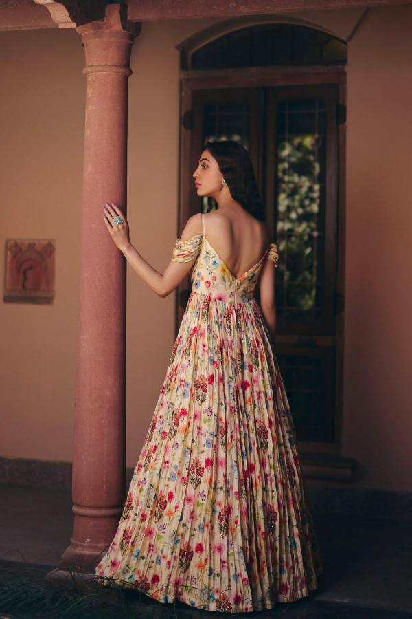 Off Shoulder Floral Gown