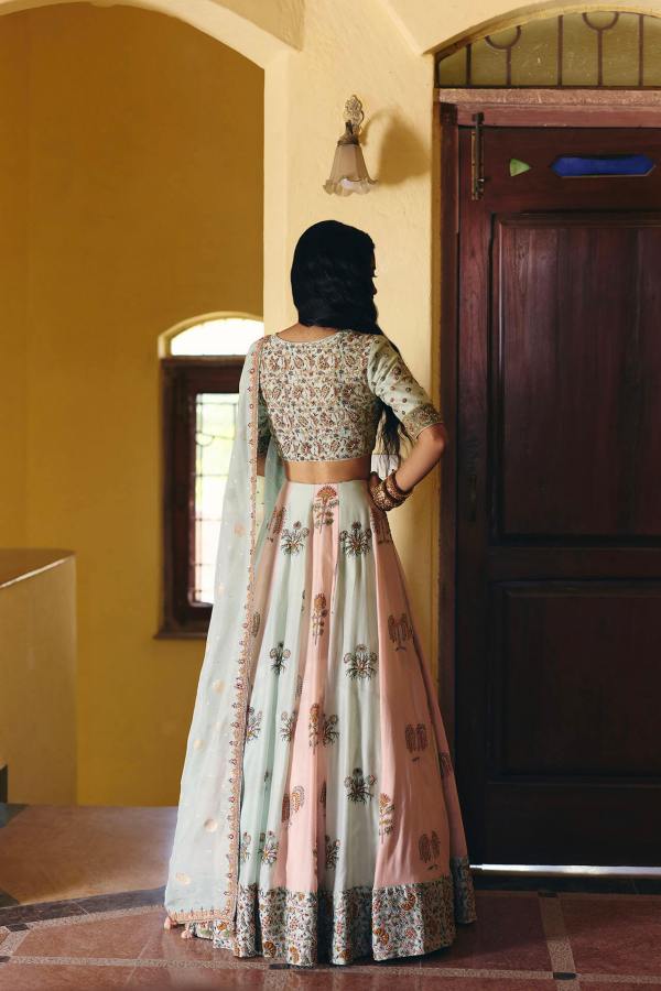 Pink &amp; Mint Lehenga