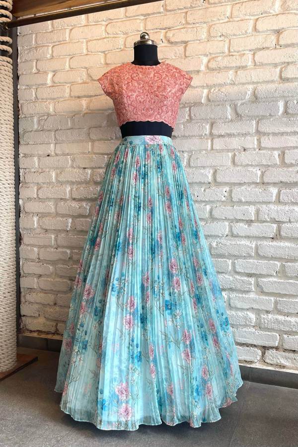 Pink &amp; Blue Croptop Skirt