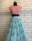 Pink & Blue Croptop Skirt