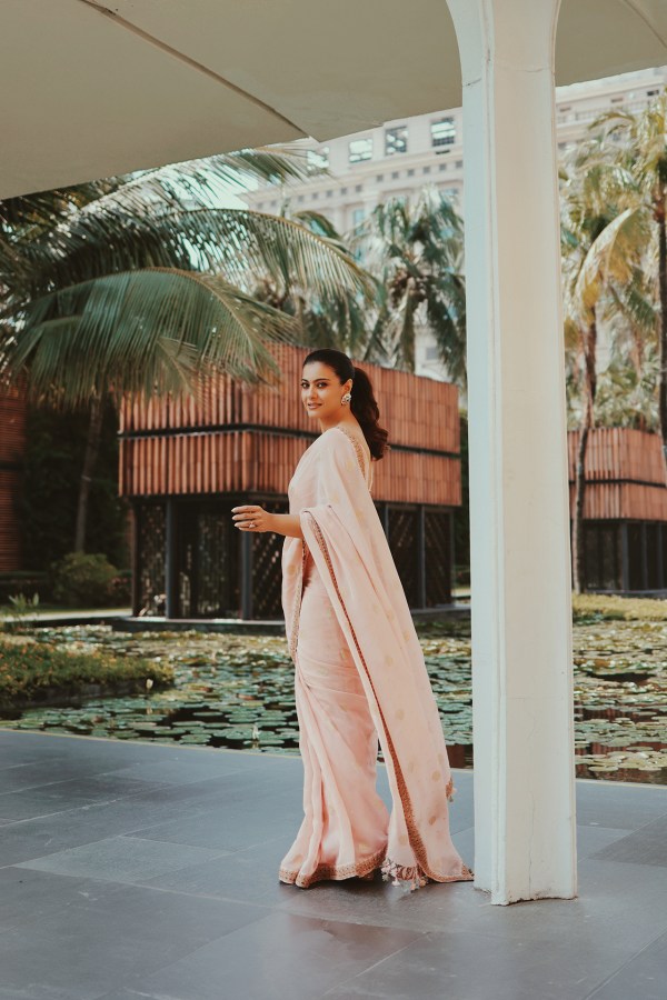 Peach &amp; Gold Organza Saree
