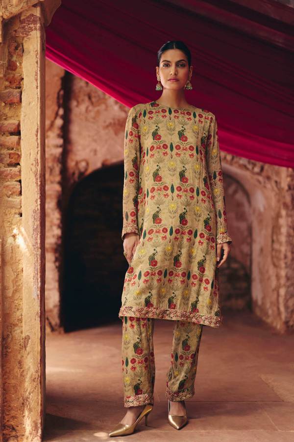 Grey Peacock Kurta – Pant Set