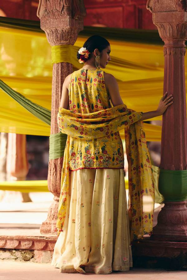 Yellow Short Kurta Sharara