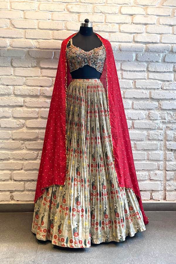 Grey Navratna Lehenga