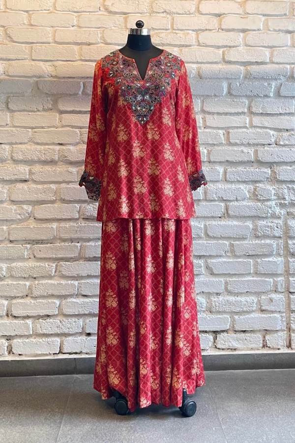 Red Asma Kurta Sharara