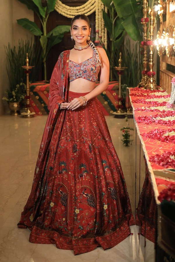 Red Navratna Lehenga