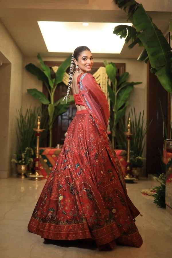 Red Navratna Lehenga