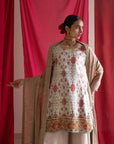 Ivory Patola Kurta with Mint Bandhani Dupatta