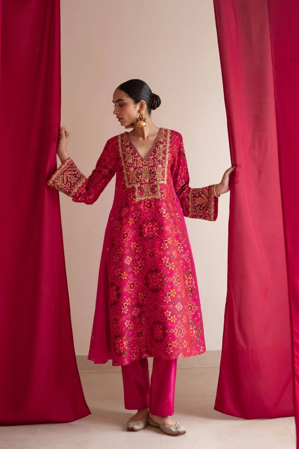 Pink Patola Kurta
