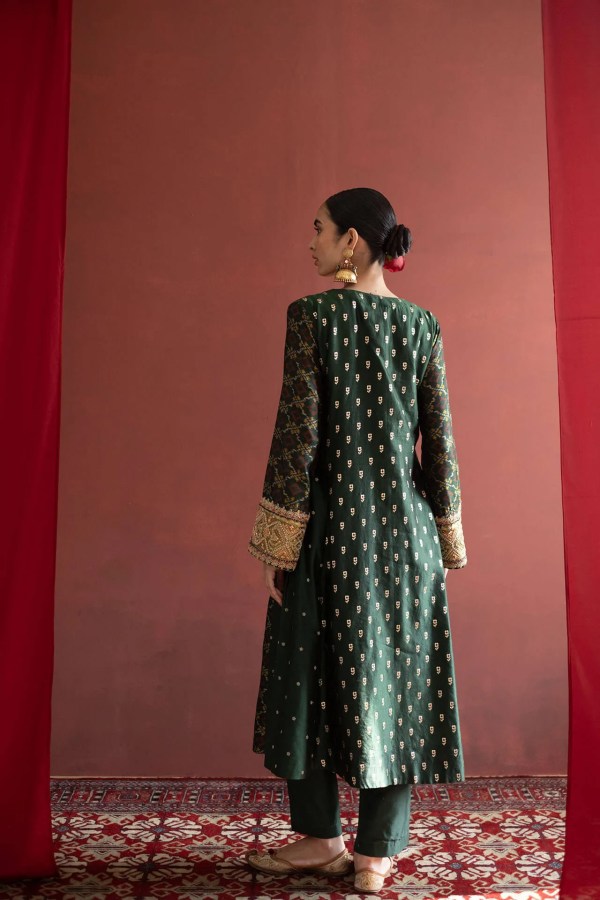 Emerald Green Patola Kurta