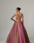 Mud Mauve Multicolor Lehenga With Elbow Sleeve Blouse