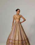 Mustard Multicolor Heavy Metallic Lehenga With Green Dupatta