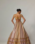 Mustard Multicolor Heavy Metallic Lehenga With Mud Mauve Dupatta