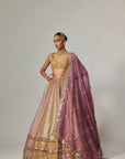 Mustard Multicolor Heavy Metallic Lehenga With Mud Mauve Dupatta