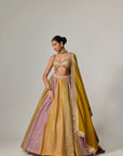 Mustard Multicolor Big Check Lehenga Set