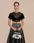 Linear Black Chevron Skirt Set
