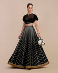 Linear Black Chevron Skirt Set