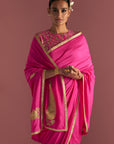 Magenta 'Paan-Patti' Saree - Ready to Ship