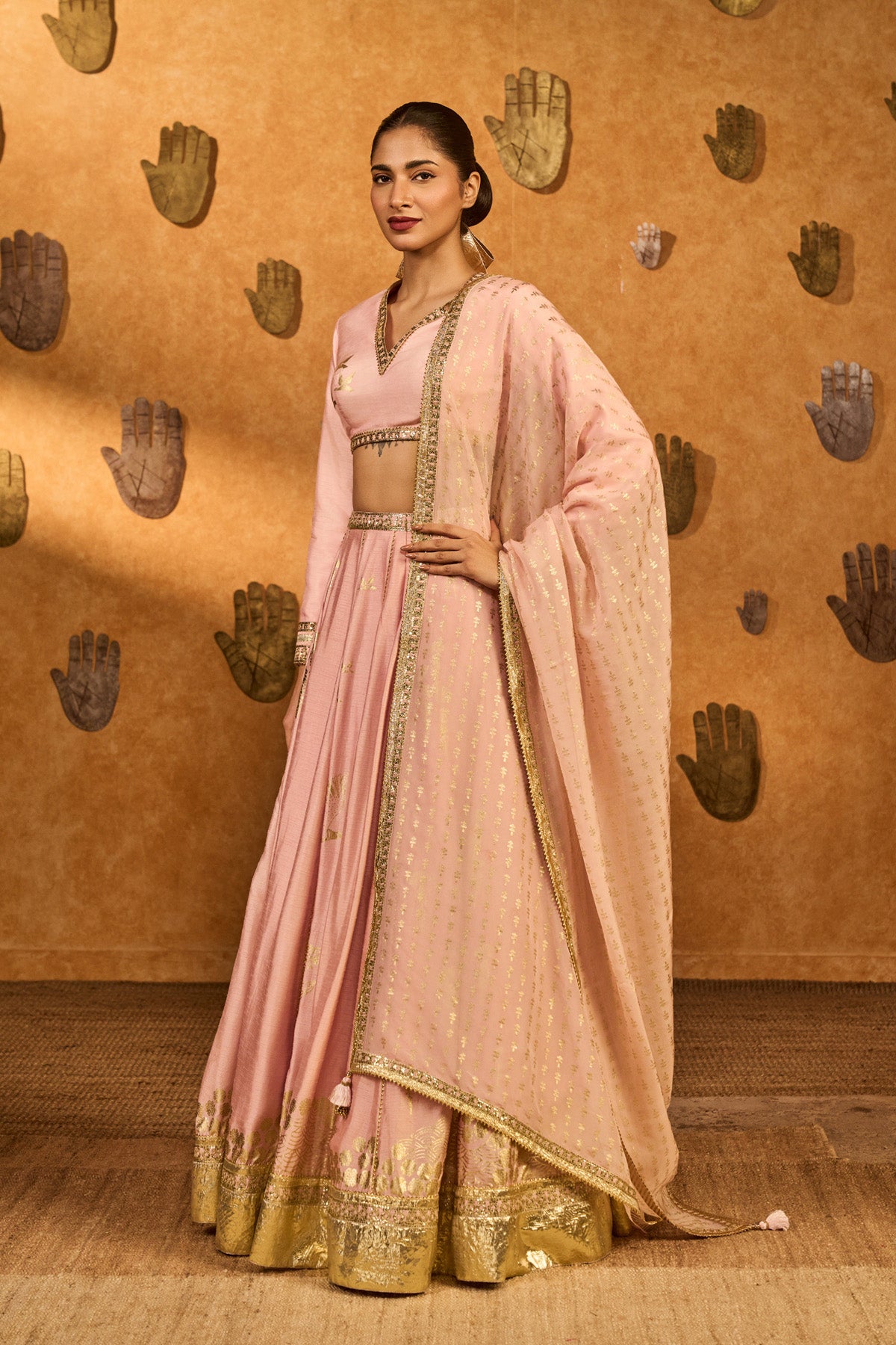 Baby Pink Mandarin Sky Lehenga Set