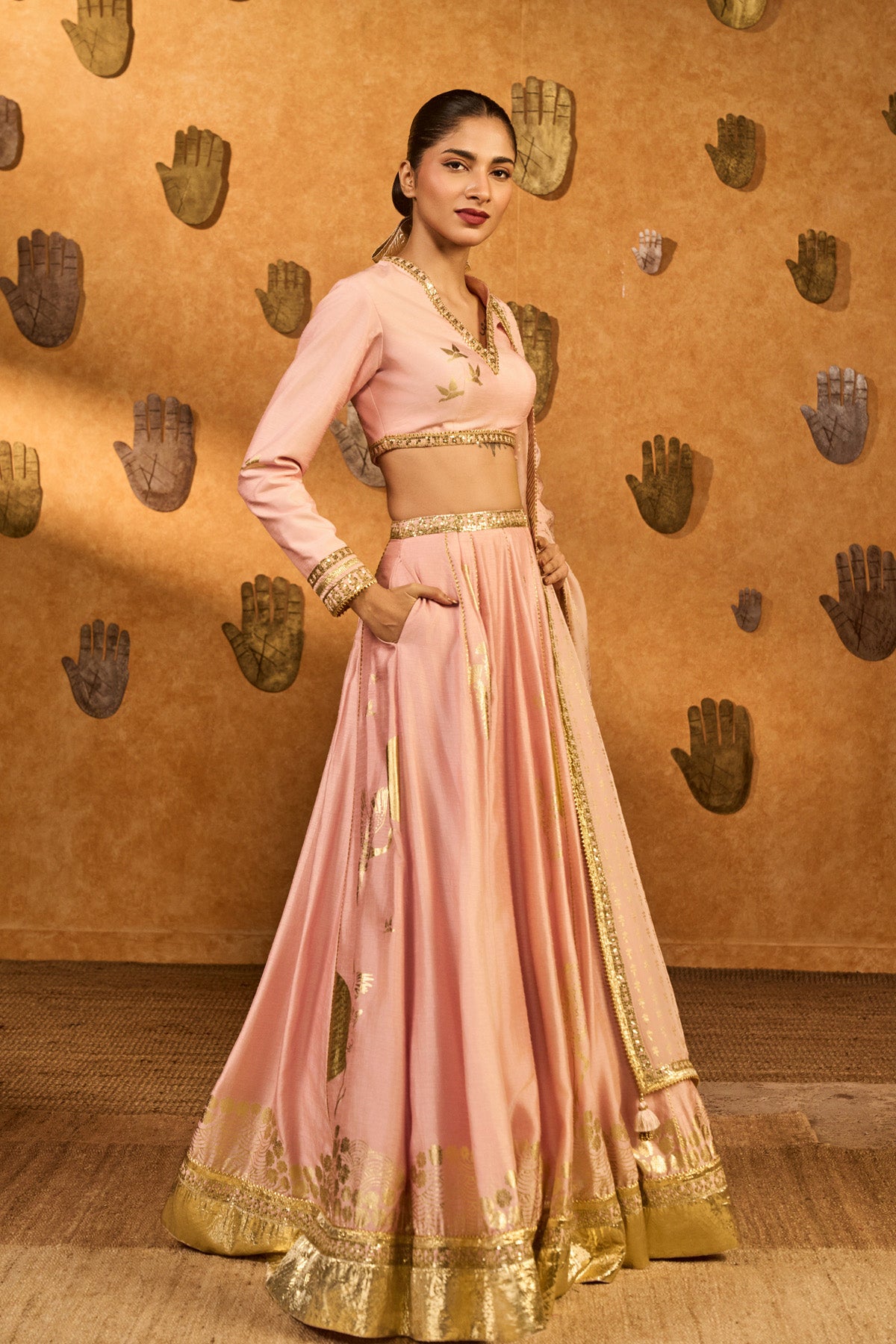 Baby Pink Mandarin Sky Lehenga Set
