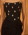 Black Heartbeat Draped Corset Set - Ready to Ship