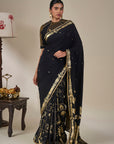Black Malabar Grove Saree