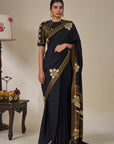 Black Golden Flame Saree