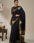 Black Golden Flame Saree
