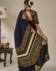 Black Golden Flame Saree