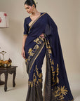 Blue Backwater Postcard Stripe Saree