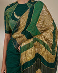 Bottle Green Celestial Moonfall Crush Saree