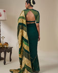 Bottle Green Celestial Moonfall Crush Saree