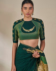Bottle Green Celestial Moonfall Crush Saree