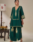 Green Kathakali Muse Kurta Set
