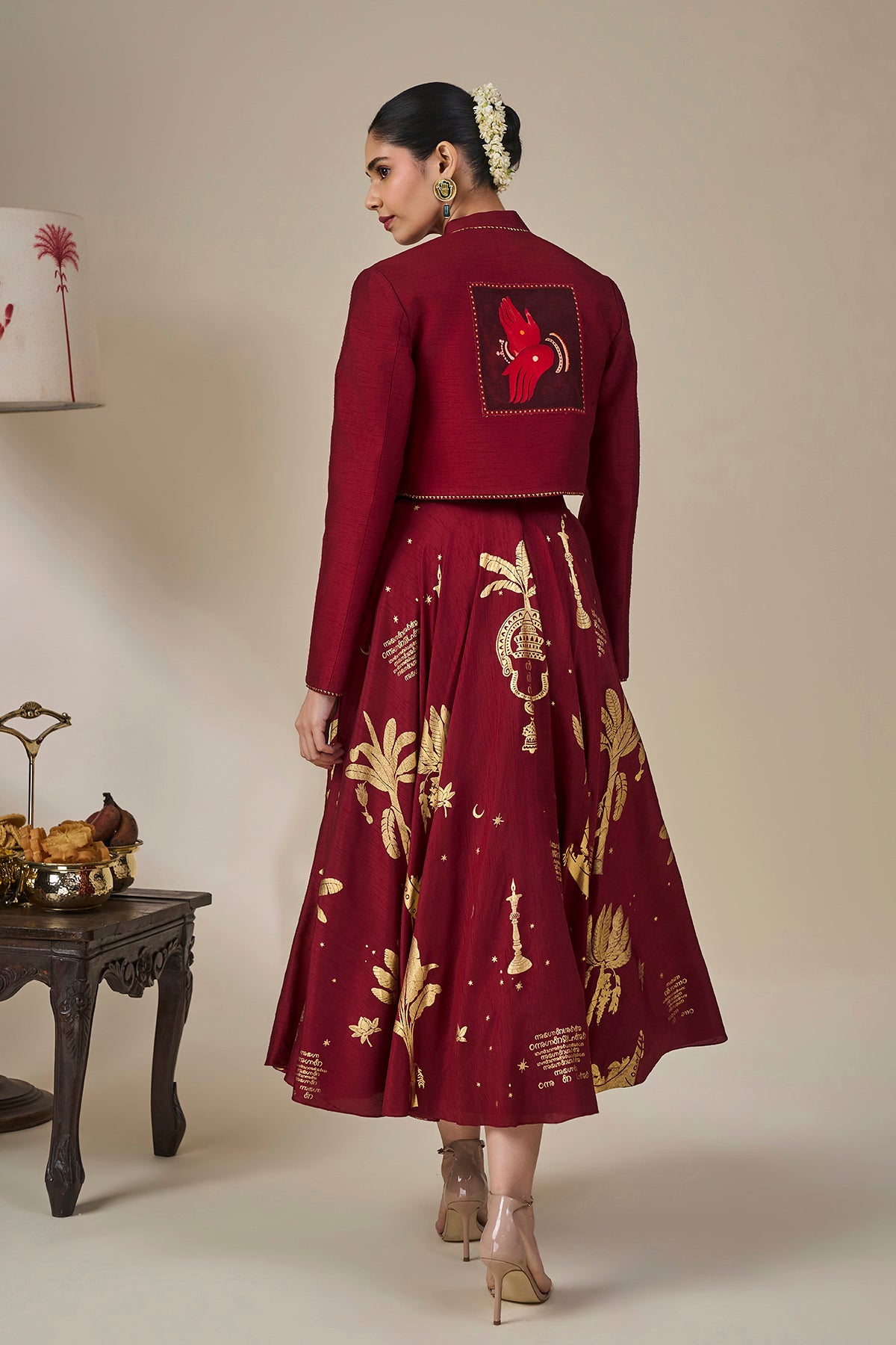 Cherry Malabar Masque Skirt Set