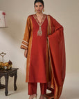 Rust Celestial Moonfall Kurta Set