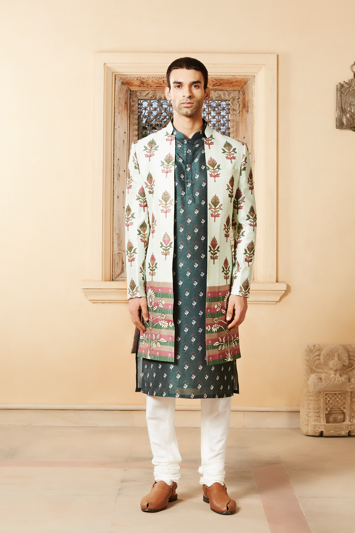 Dahr Kurta And Churidar Set With Jacket