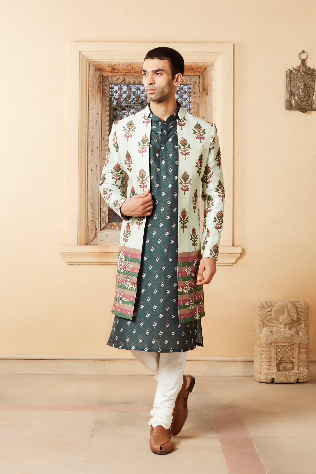 Dahr Kurta And Churidar Set With Jacket