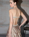 The Wild Matsya Champagne on Silk Lehenga