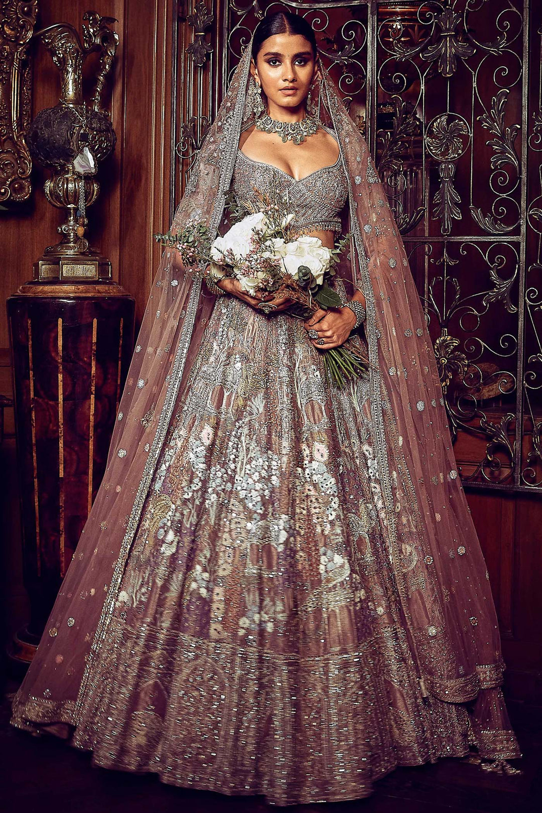The Palace Of Provence Aged Lavender Lehenga