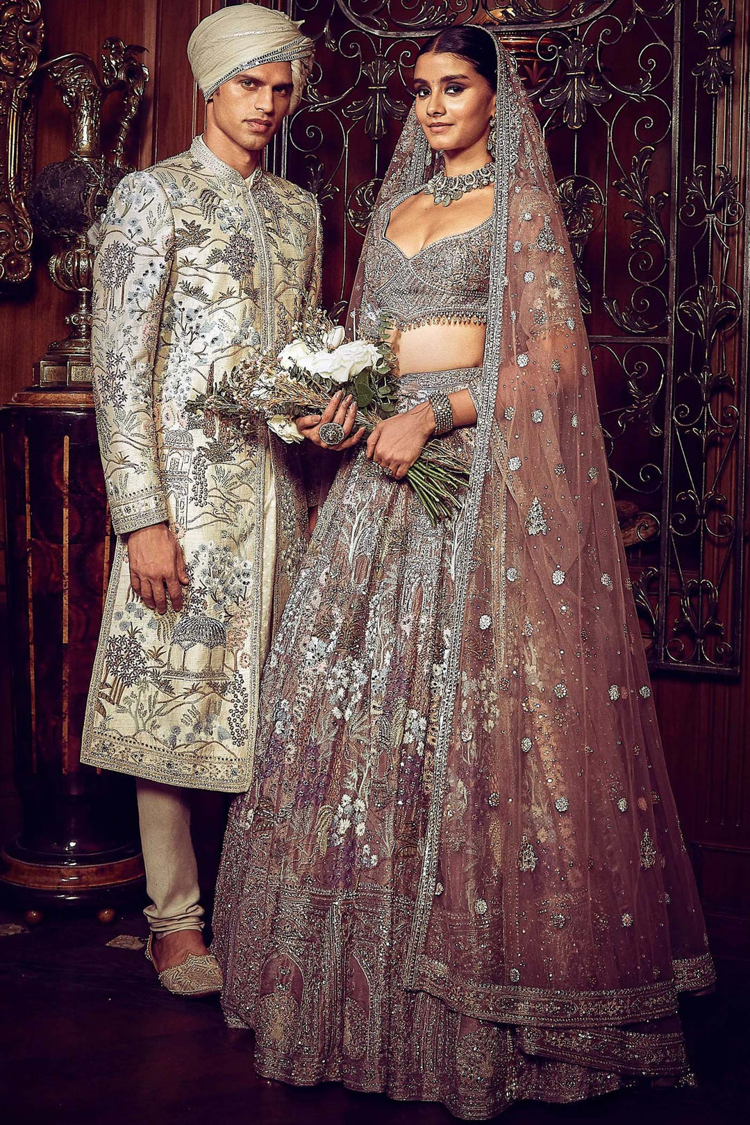 The Palace Of Provence Aged Lavender Lehenga