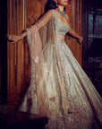 The Ice Blue Flamingo Landscape Lehenga