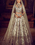 The Masai Landscape Aurum Aged Ekru Lehenga