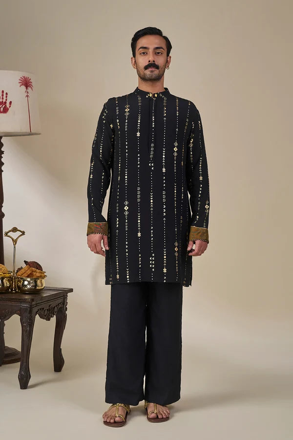 Black Celestial Moonfall Kurta Set