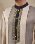 Palm Pillar Black & White Kurta Set