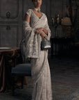 The Tarnished Silver Wild Dandelion Tissue Saree