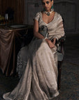 The Tarnished Silver Wild Dandelion Tissue Saree