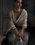 The Tarnished Silver Wild Dandelion Tissue Saree