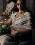 The Tarnished Silver Wild Dandelion Tissue Saree